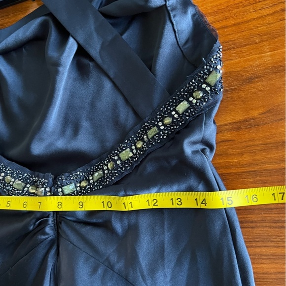 BCBG Deep Blue Draped Beaded A-line Formal Gown size 6 - Picture 13 of 16